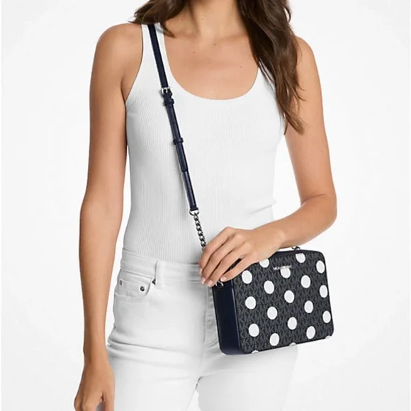 Michael Kors Blue and White Polka Dot Crossbody Bag - Picture 2 of 6
